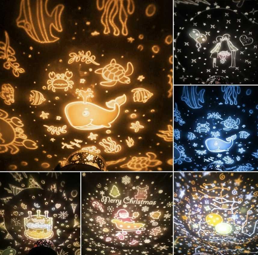 PROJEKTOR GWIAZD dla dzieci LAMPKA NOCNA led KOSMOS królik 3W1 muzyka