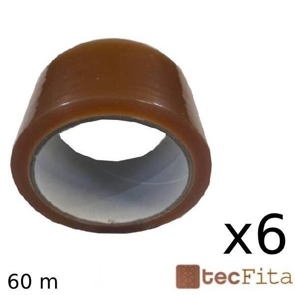 Pack 6 Rolos Fita Cola Transparente / Castanha 48mm X 60m - Resistente