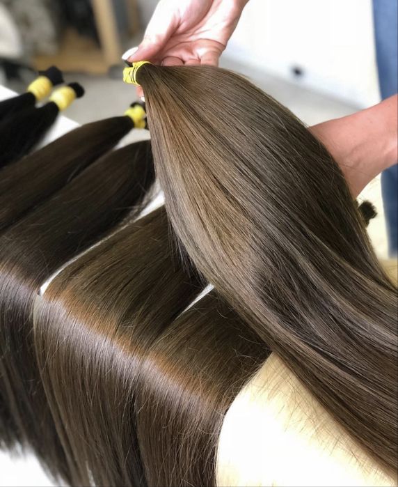 Волосся для нарощення гарноі якості каштан шетен русі від 50г