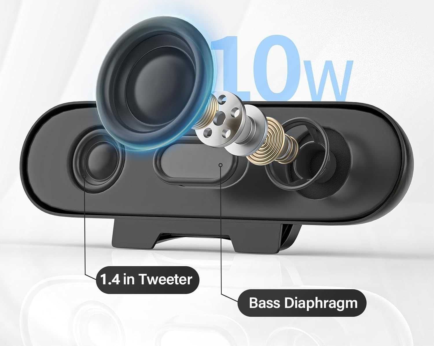 Głośnik komputerowy w adapterem USB-C do USB z klipsem do monitora