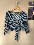 Bluzka luźna oversize Crop top wiązana animal print topshop