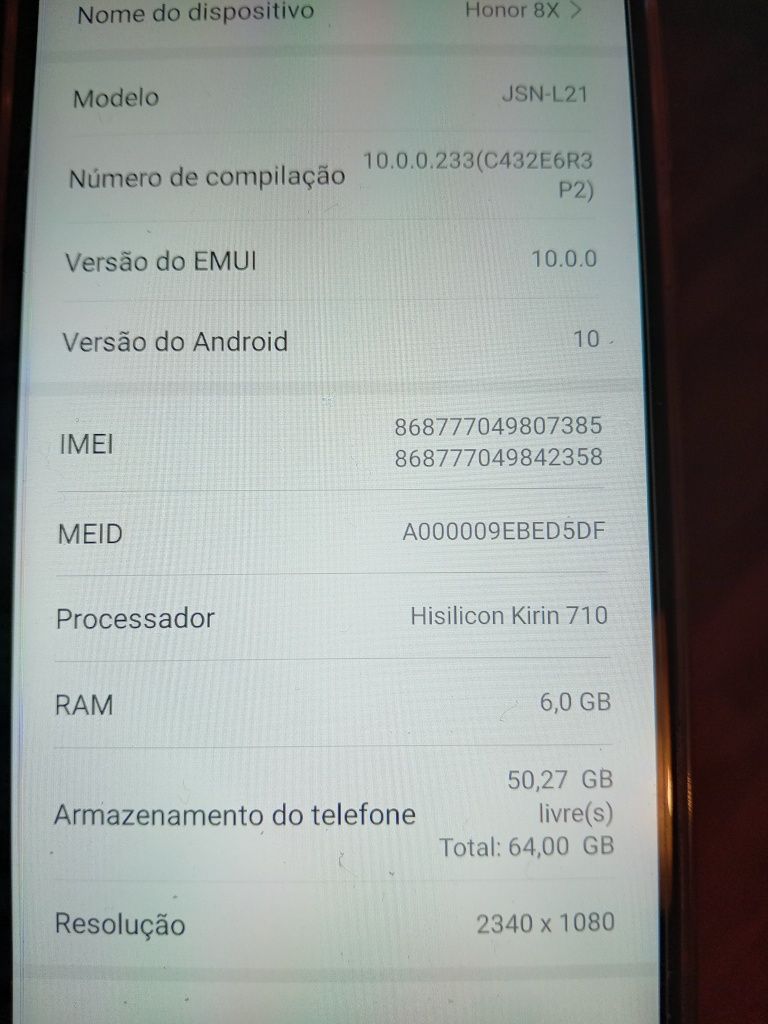 Honor 8x livre troco