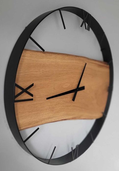 Zegar ścienny 60cm naturalne drewno dębowe. Loft, Rękodzieło Prezent