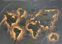 Деревянная карта мира LED, дерев‘яна мапа світу на стіну з підсвіткою