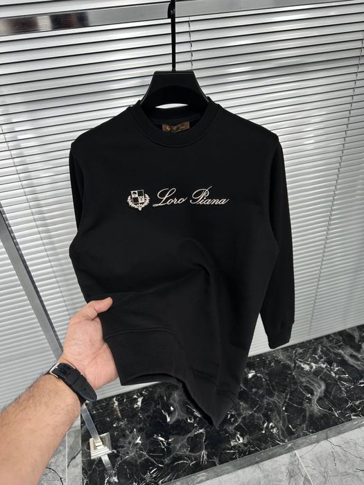 Світшот Loro Piana чоловічий чорний, світшот лоро піана чоловічий