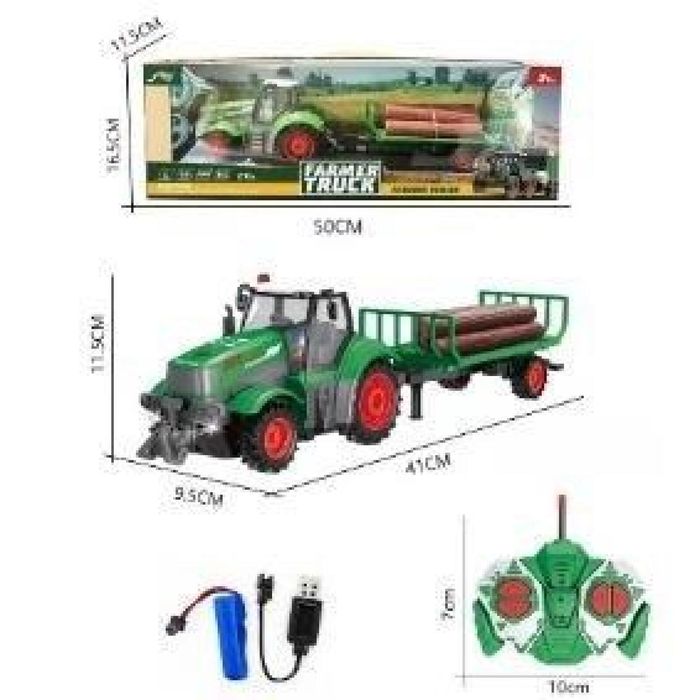 Traktor R/C z przyczepą do przewożenia drewna 1:24 pudełko,173x507 mm