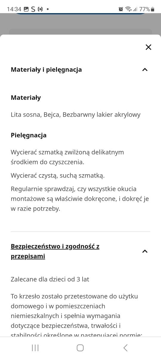 Krzesło dziecięce Ingolf ikea bejca patynowa