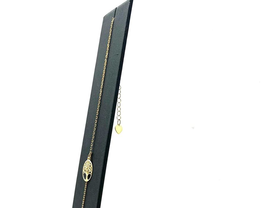 Piękna złota bransoletka na nogę drzewo  1,15G 585 25CM