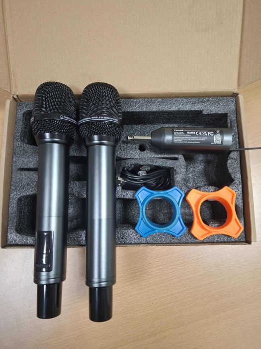 2 mikrofony bezprzewodowe Tonor TW-520 odbiornik PRO-UHF