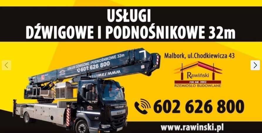 Usługi Podnośnik i dźwig 20,22,28,32,40m /do55 t Gdańsk Trójmiasto