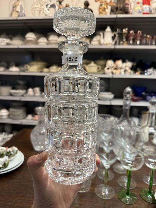 Karafka szklana fajny design z kryształowym korkiem butelka 1876