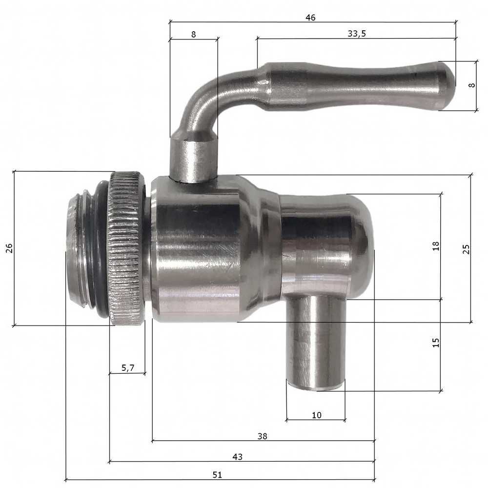 Kran nierdzewny niekapek 1/2 cala do beczka bańka ze stali inox kranik