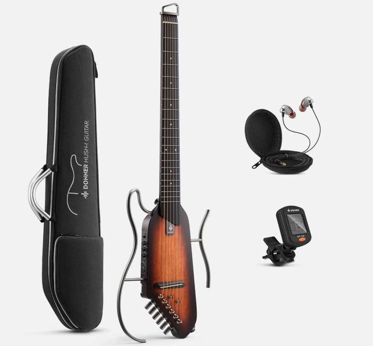 Donner HUSH-I Gitara elektroakustyczna z pokrowcem, słuchawkami