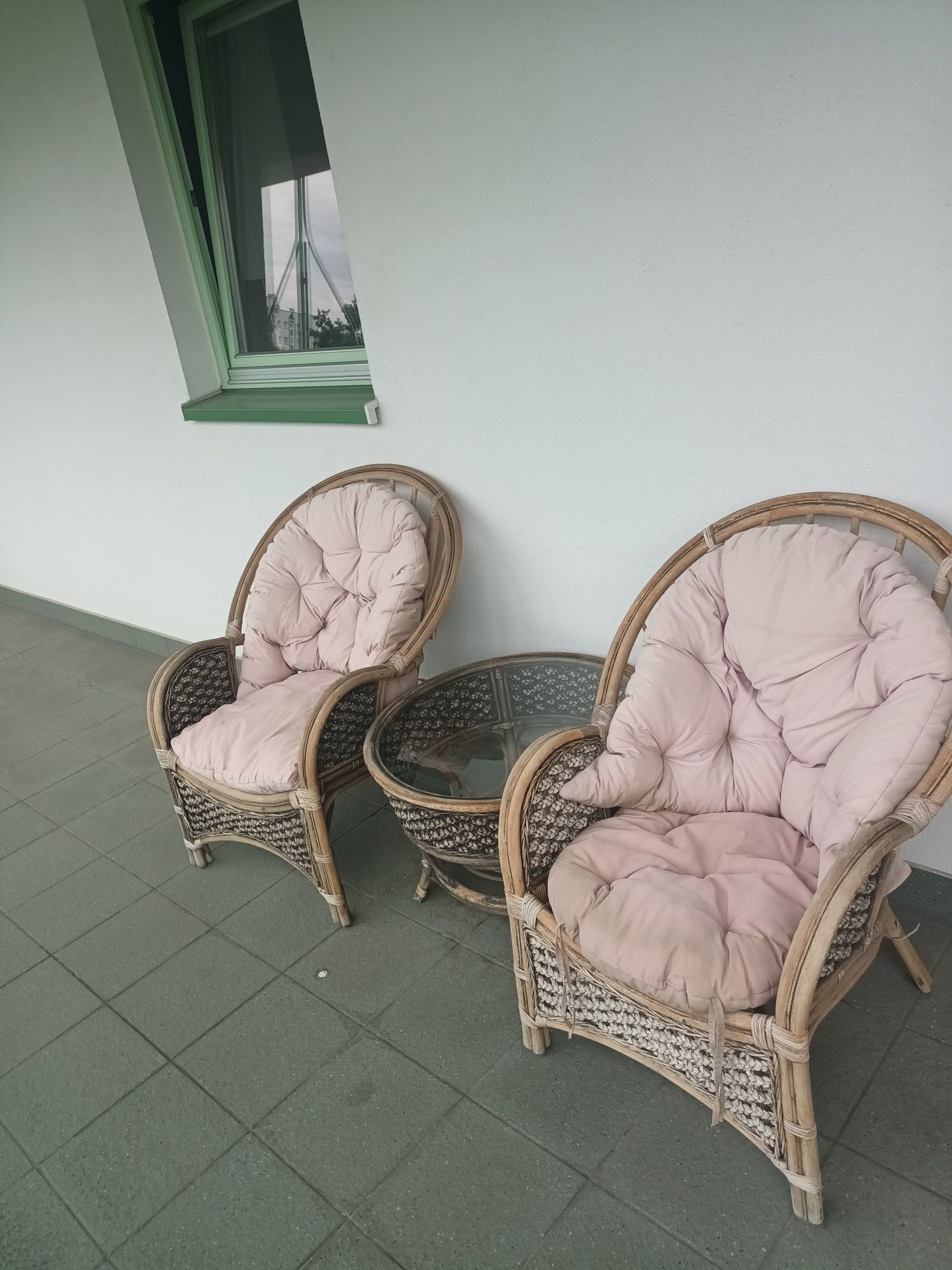 Komplet, meble ogrodowe, rattan
