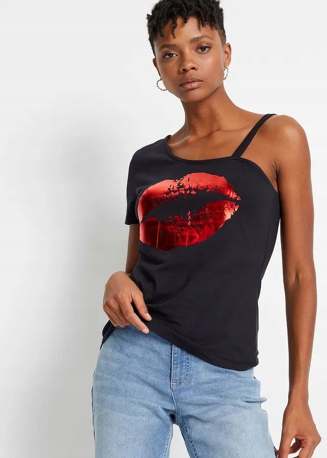 B.P.C t-shirt asymetryczny z nadrukiem r.36/38