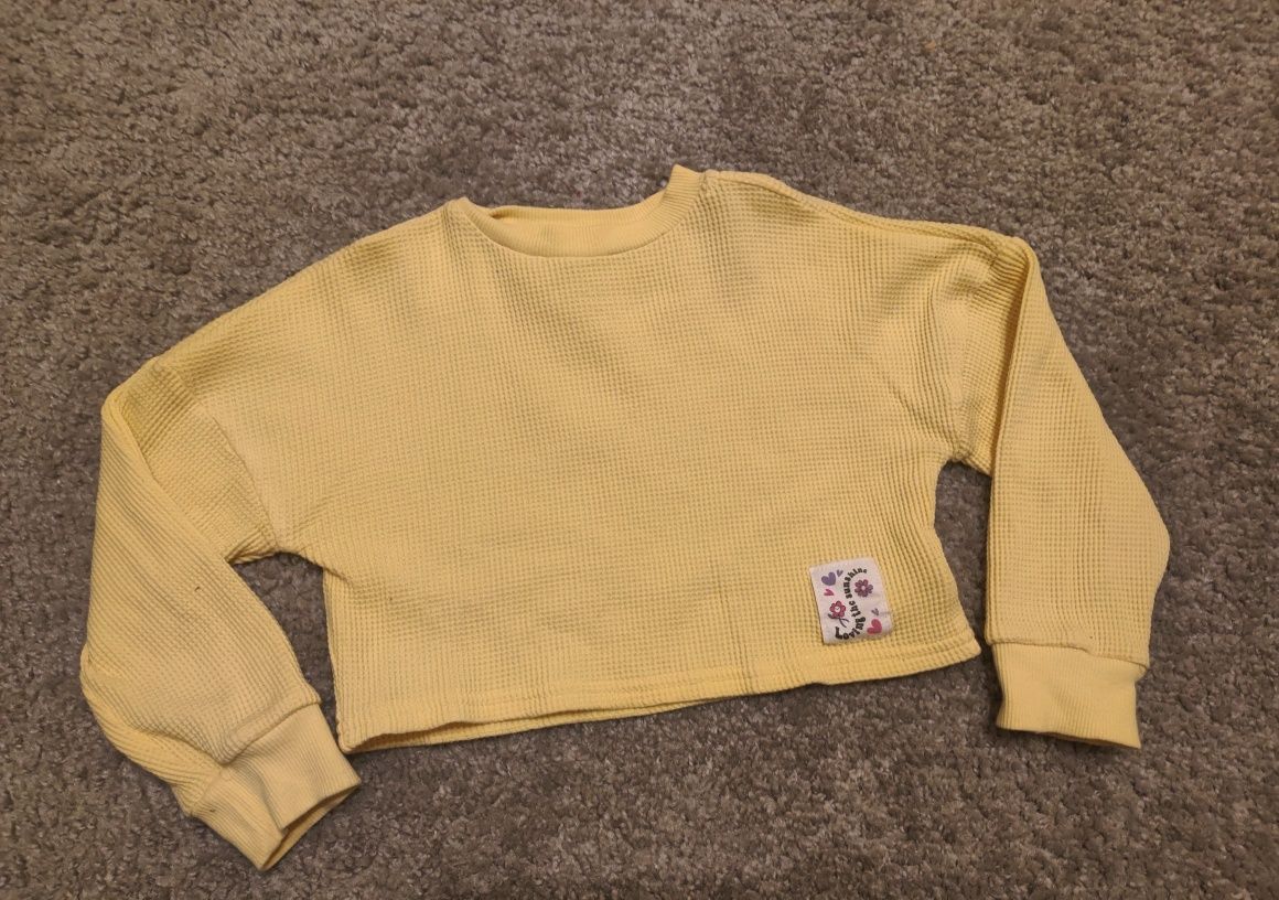 Bluza dziewczęca, żółta, krótka, oversize, luźna, Sinsay
