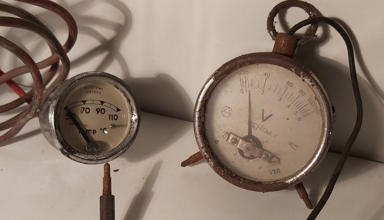 Voltímetro e termómetro- Vintage anos 40