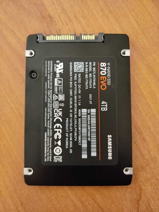 SSD накопичувач Samsung 870 EVO 4 TB (MZ-77E4T0BW)