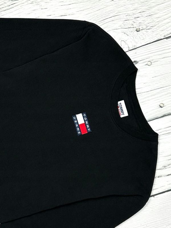 Tommy Jeans Cienka Bluza Crewneck Męska Logowana Czarna r. L