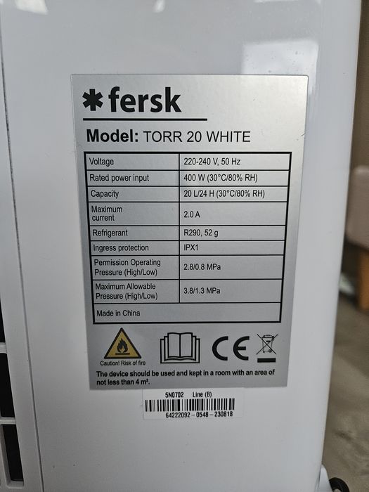 Osuszacz powietrza Fersk Torr 20 z filtrem HEPA, jonizatorem i Wi-Fi