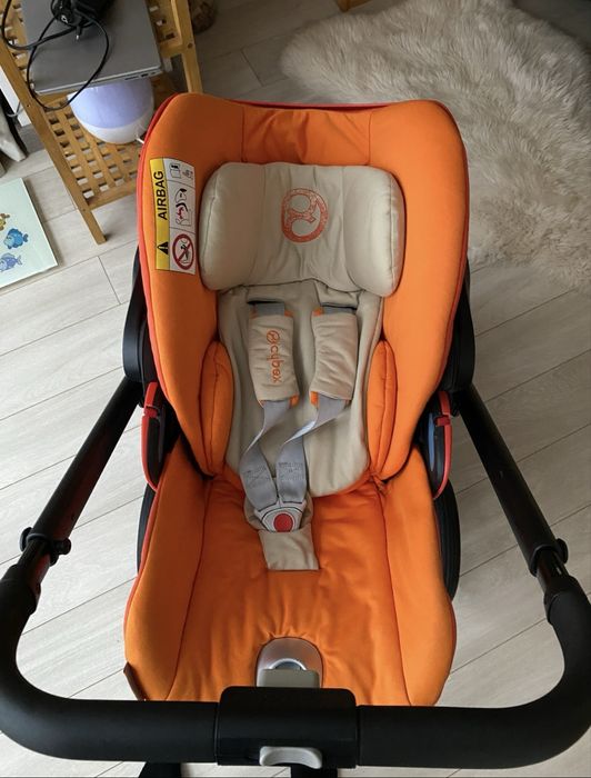Автолюлька автокрісло Cybex cloud Q autumn gold+адаптери для Balios S