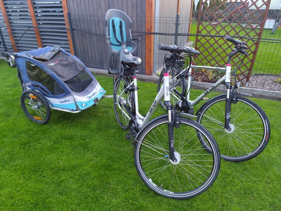 Rowery elektryczne SINUS, Queridoo Sportrex 2, Hamax, zestaw rodzinny