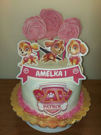 Dużo ozdob np. na tort Psi Patrol Amelka 1 rok roczek girlanda race