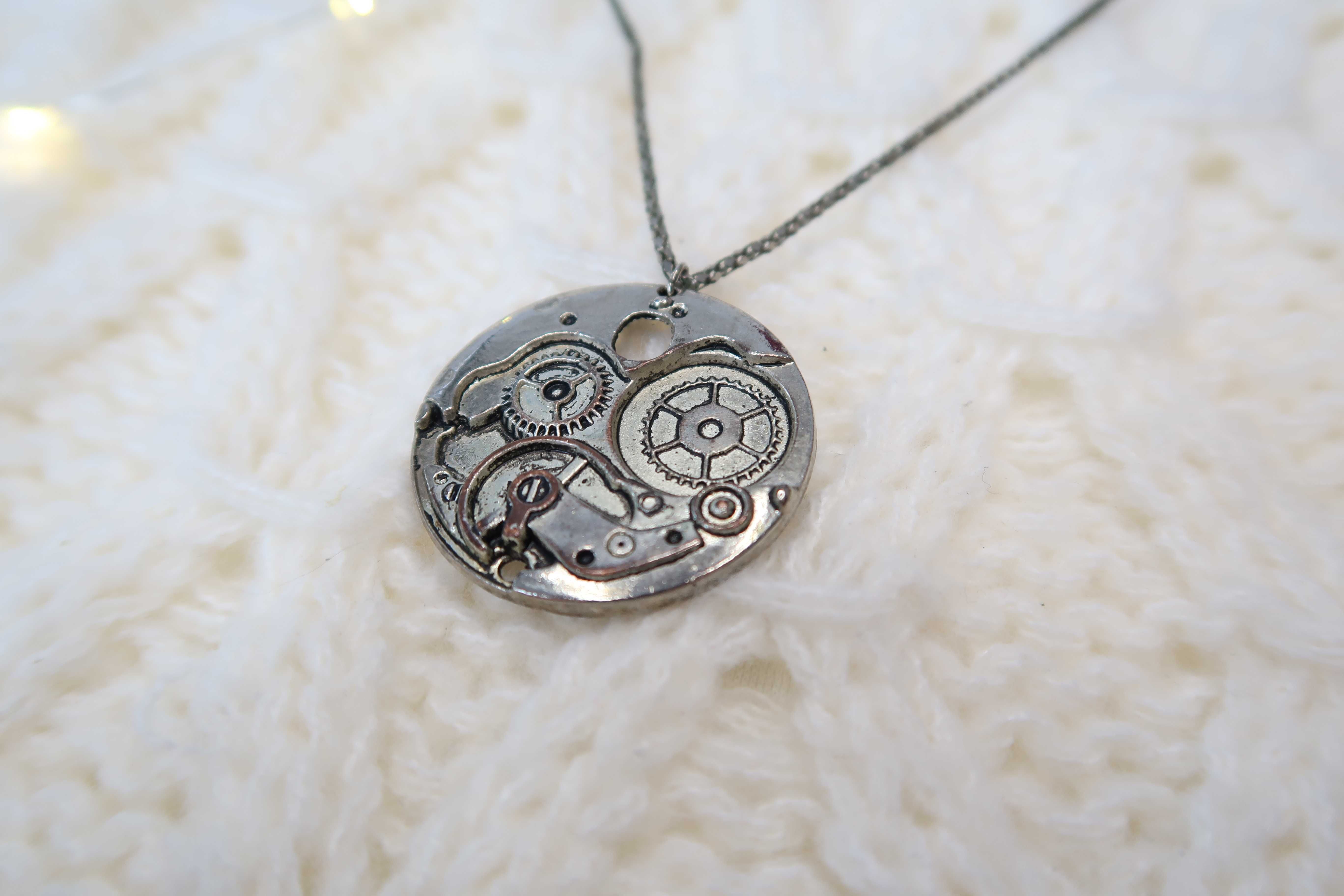 Łańcuszek naszyjnik Steampunk mechanizm mechaniczny aesthetic retro 19