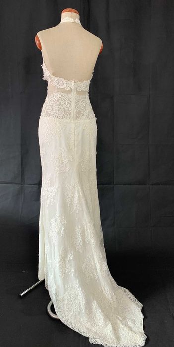 Nowa Suknia Ślubna M 38 Ivory Koronkowa Syrenka Halter Z Trenem Okazja