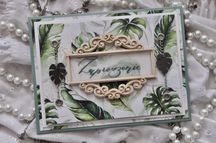 zielona kartka okolicznościowa handmade monstera