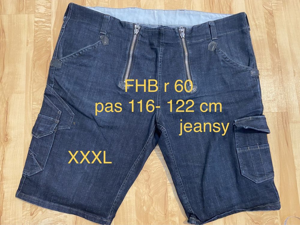 FHB XXXL 60  granatowe szorty bermudy cargo krótkie spodenki Vintage