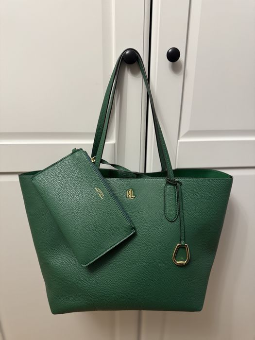 Torebka damska duża shopper Ralph Lauren zielona