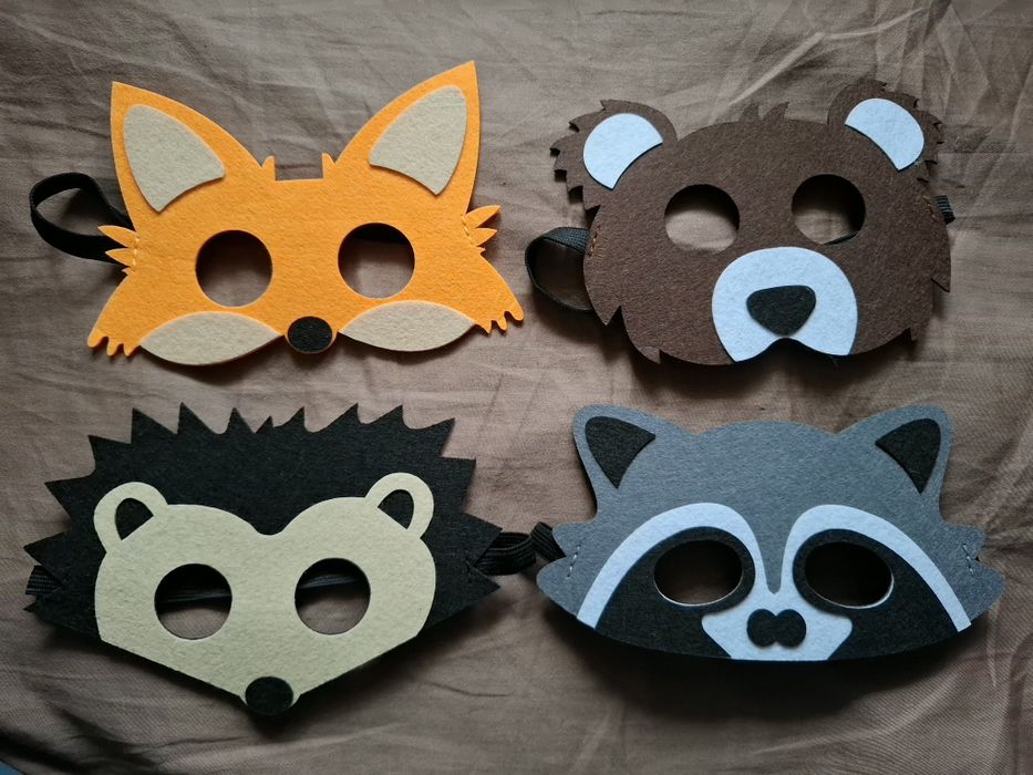 Маска дитяча. Ведмідь. Єнот. Лисиця. Їжак. Садочок