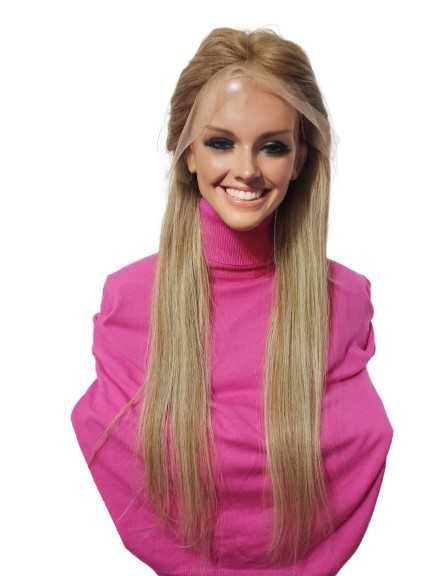 Peruka naturalna długa 78cm bez grzywki by Nessaja blond mix okazja