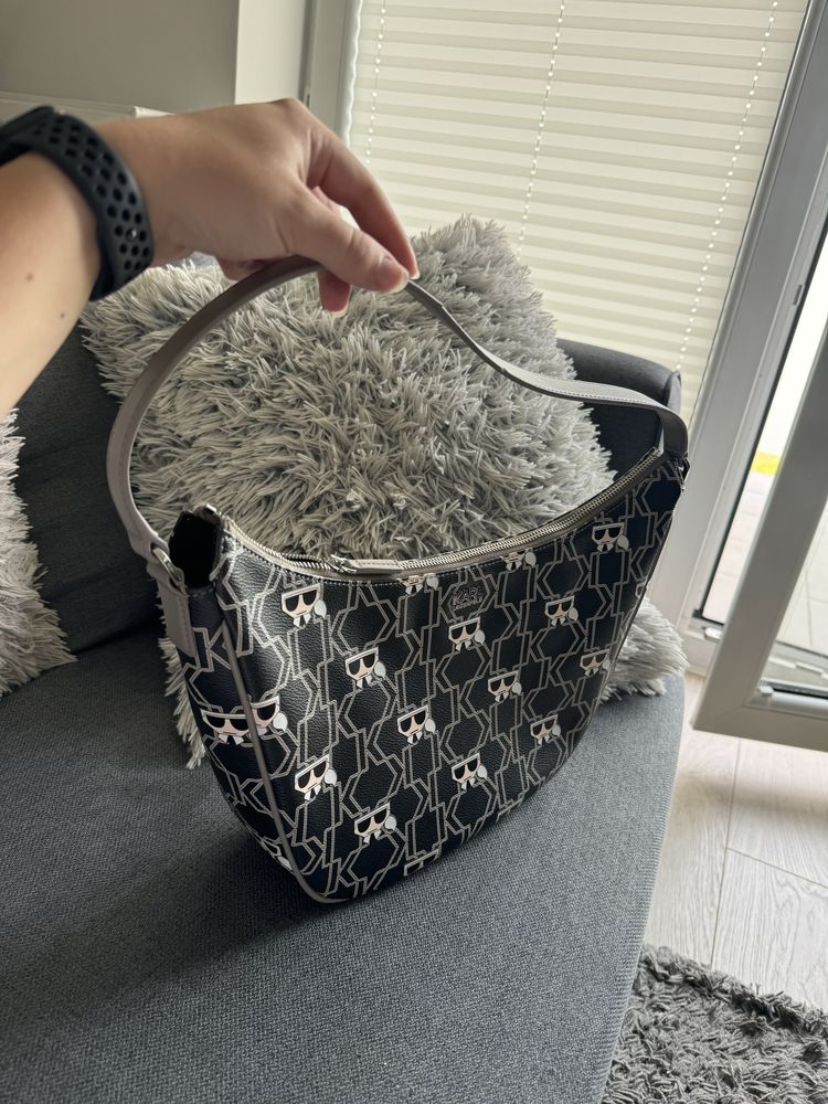 piekna skorzana torebka torba karl lagerfeld oryginalna modna damska
