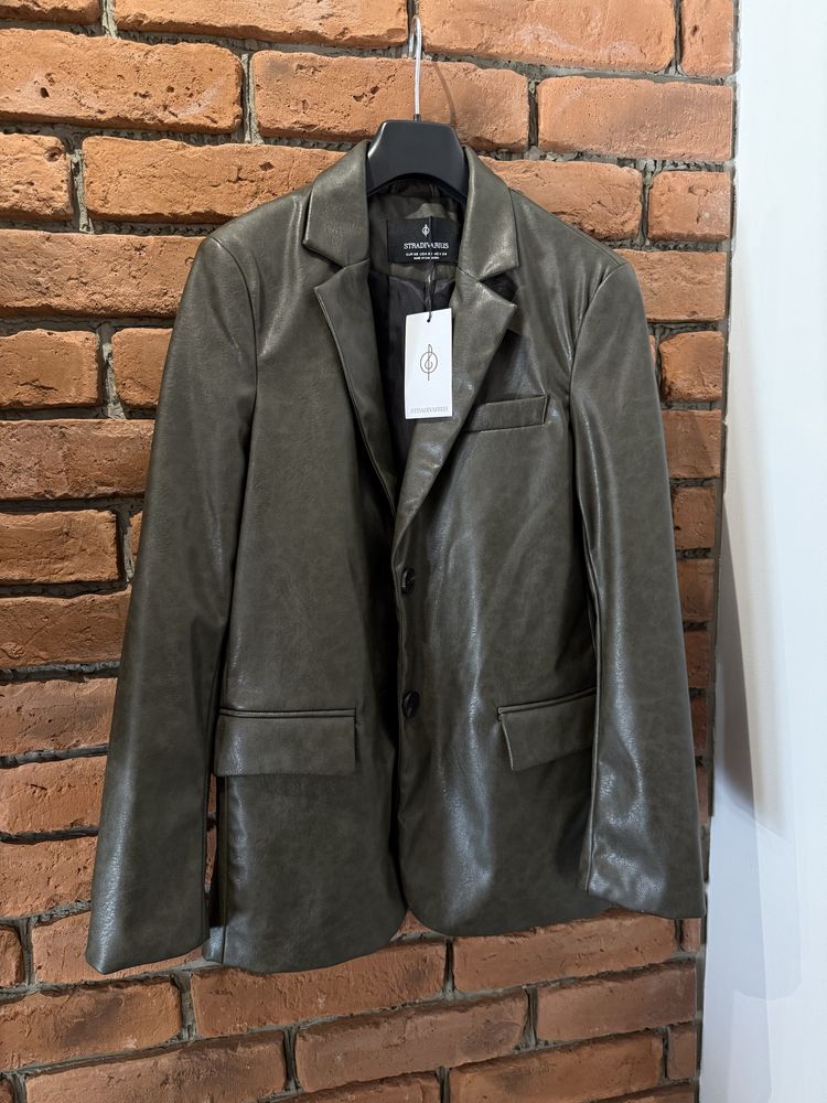Stradivarius nowa marynarka skóra ekologiczna kurtka khaki 34 XS