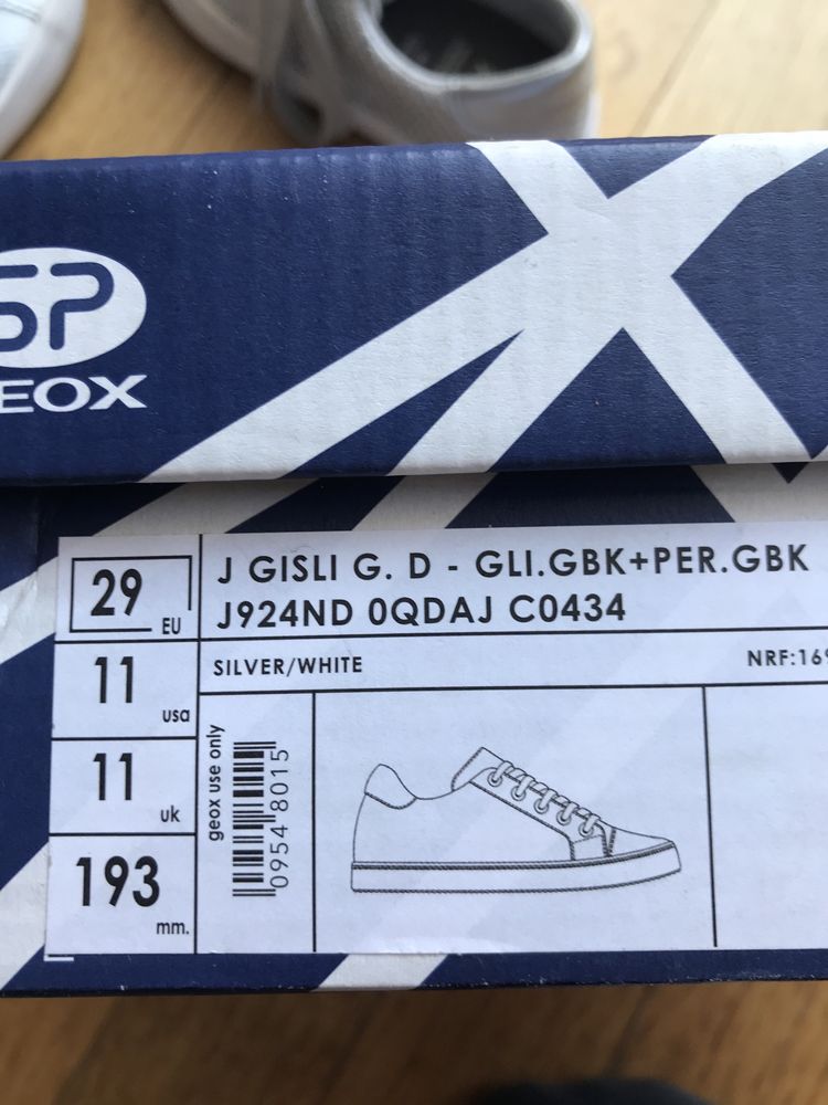 Geox respira trampki sneakersy adidasy srebrne nowe tanio