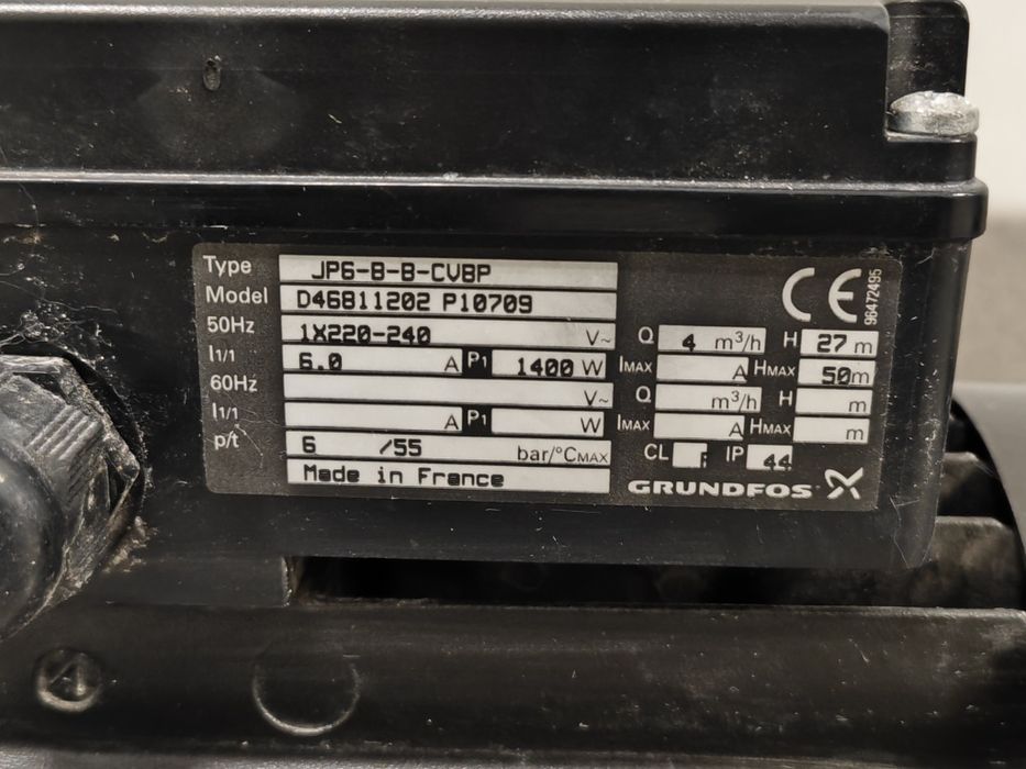 Jednostopniowa pompa Grundfos z wyłącznikiem ciśnieniowym