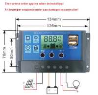 Контролер заряду сонячної  30A 12v/24v S-1024 Контроллер заряда