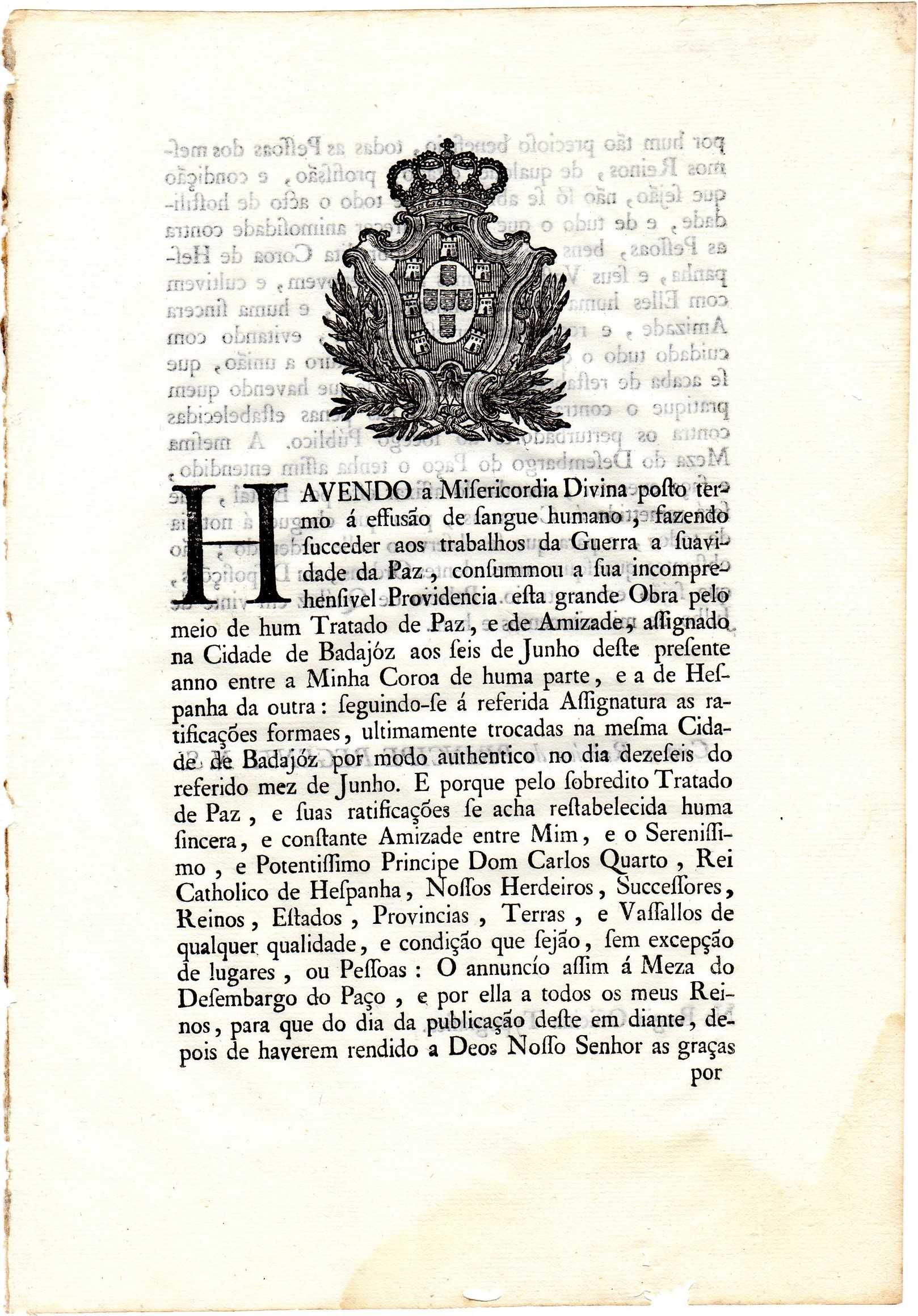 MUITO RARAS Declarações de Guerra e Paz com Espanha em 1801 (OLIVENÇA)