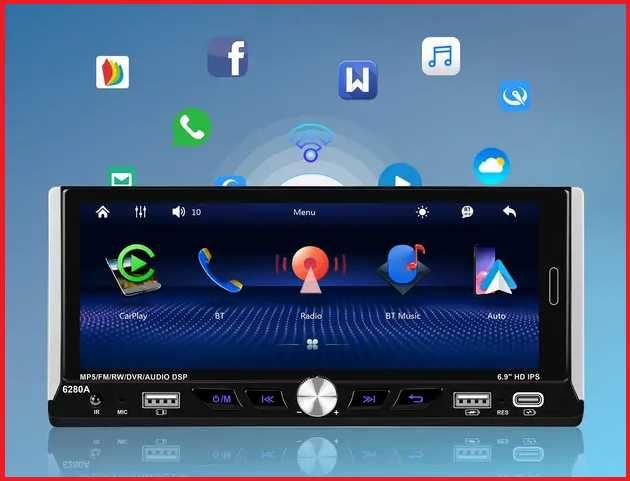 Автомагнітола 1 DIN CML-PLAY 6280A | HD 6.9' IPS GPS Android 13 2/32GB