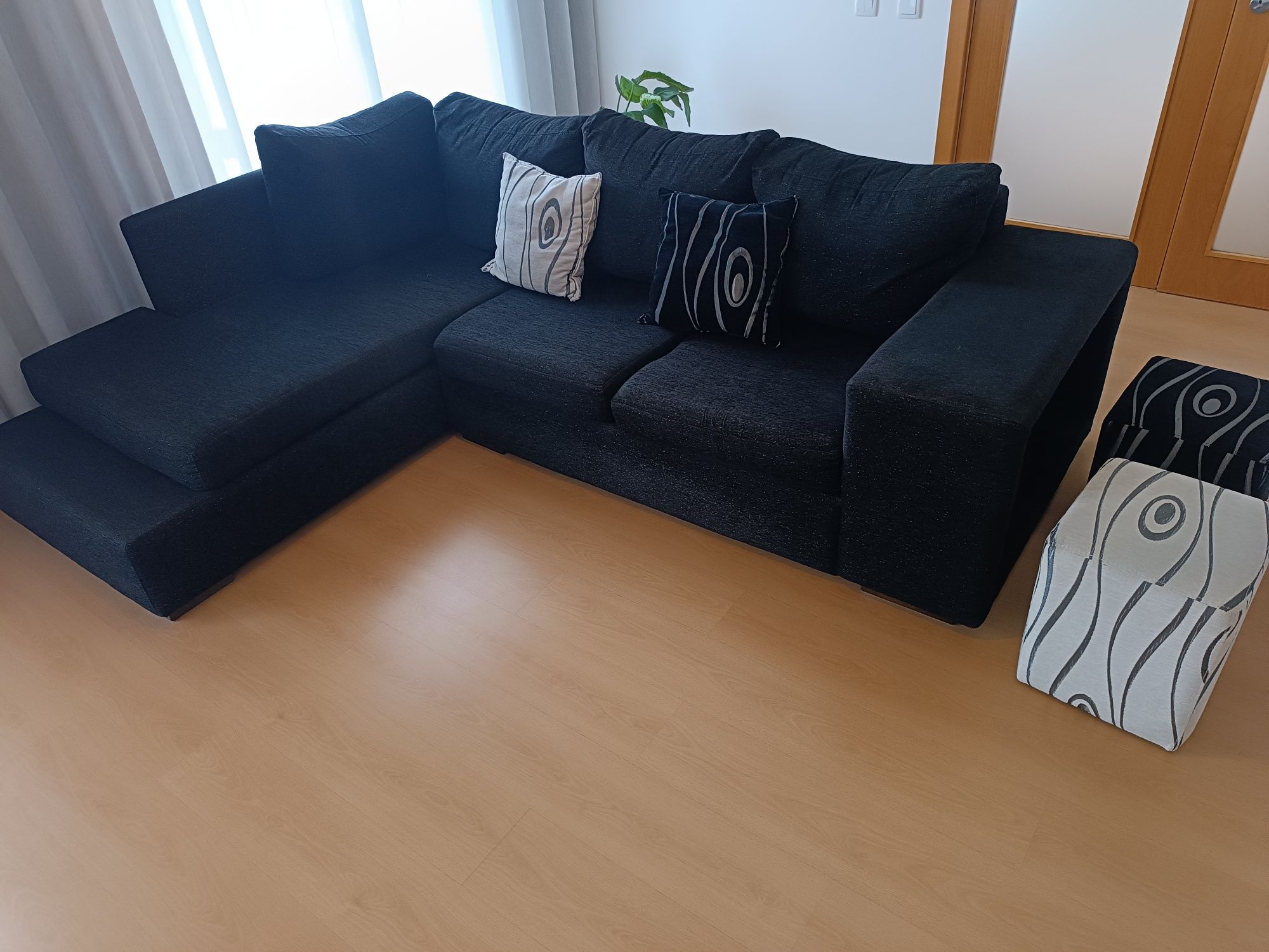 Sofá com bancos e chaise longue