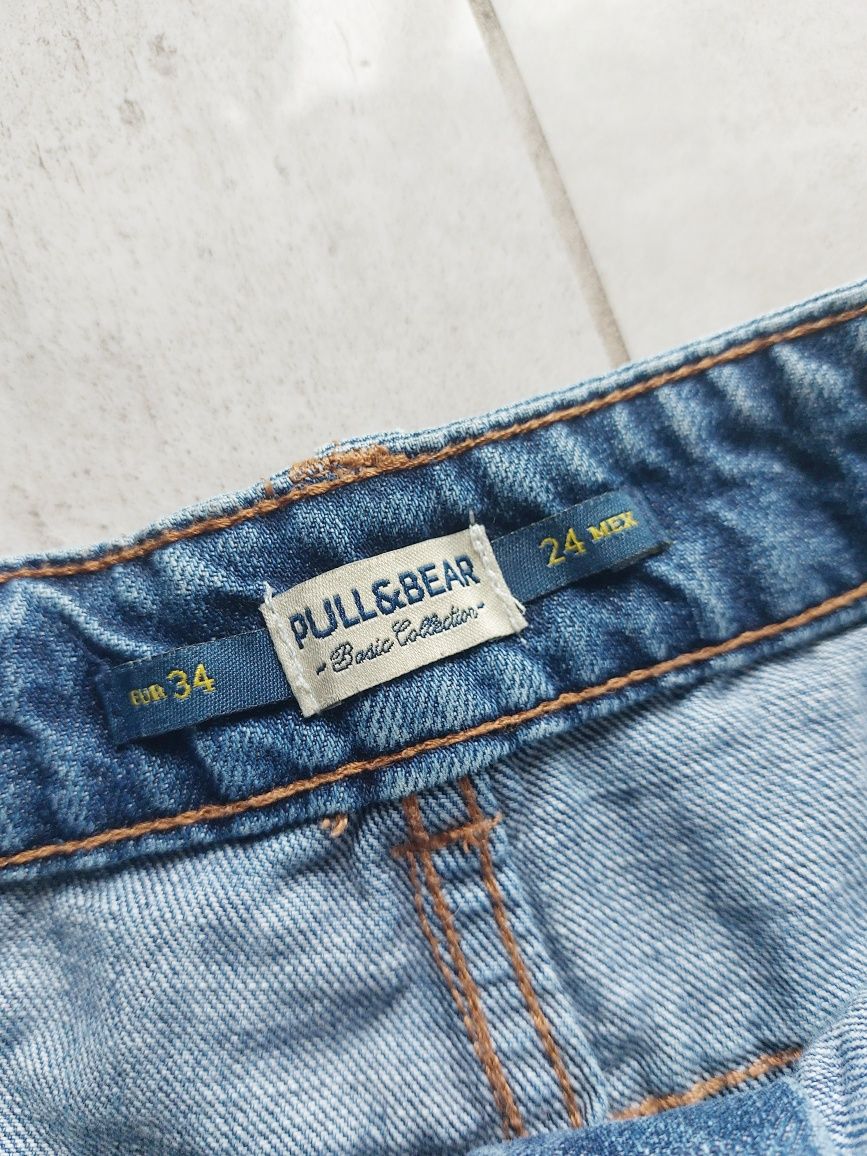 Spodenki szorty jeansowe jeans denim z wysokim stanem Pull&Bear XS 34