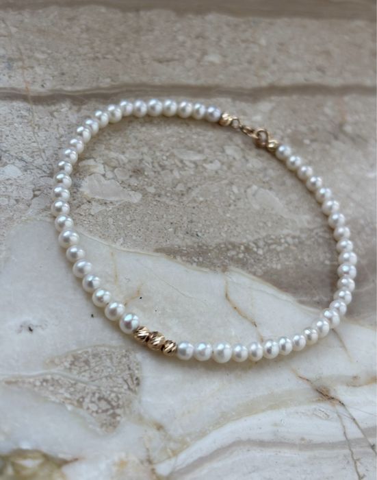 Bransoletka z perel naturalnch, zloto 585