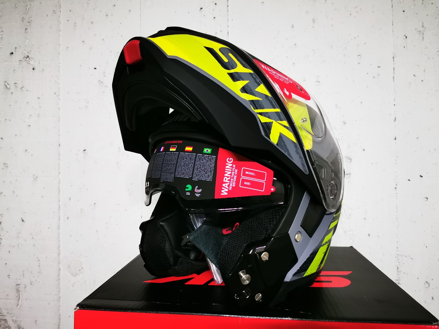 Capacete Modular SMK Tourleader Fluor / Cinza ( NOVOS )