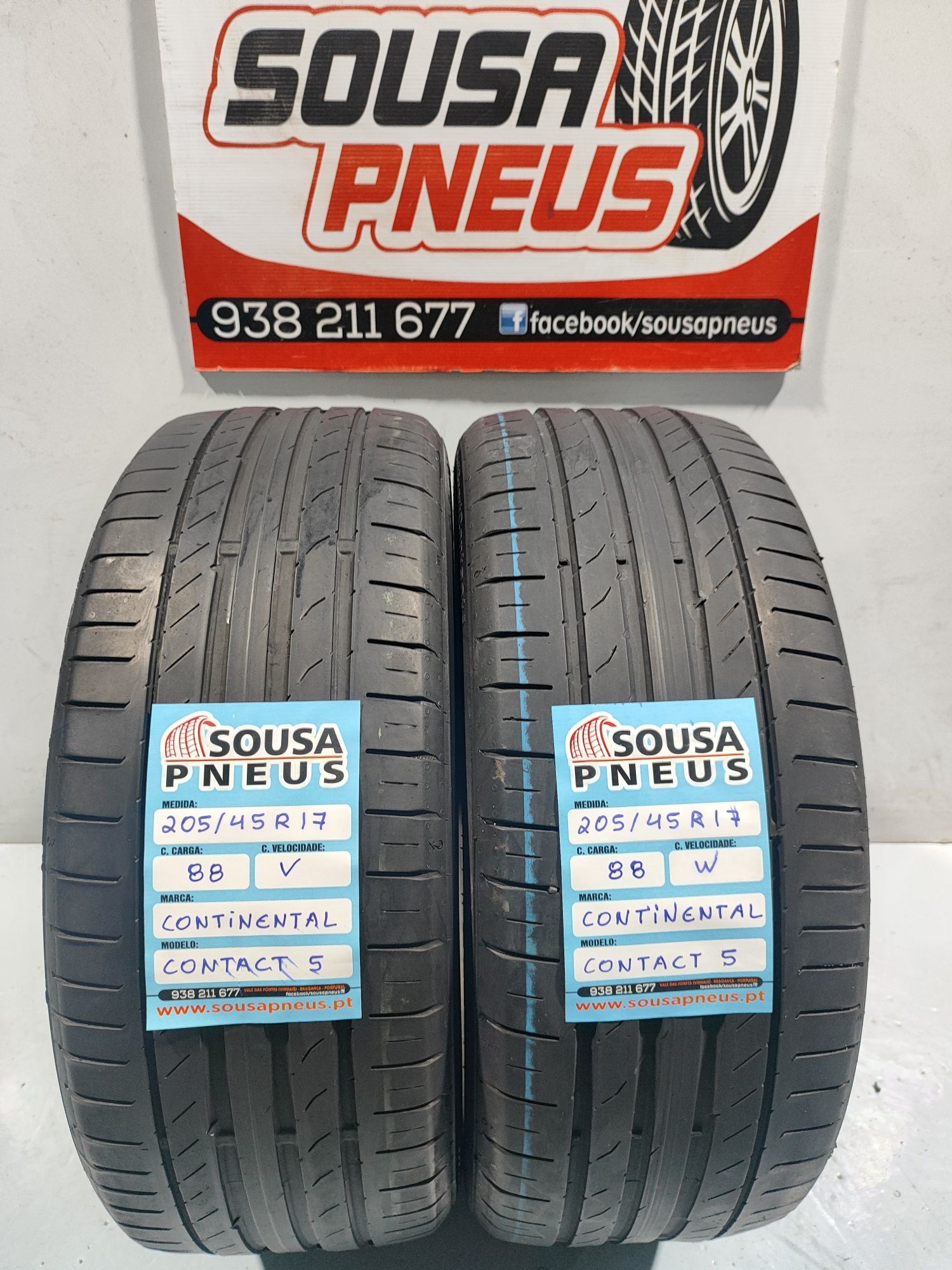 2 pneus semi novos 205-45R17 Continental - Oferta dos portes