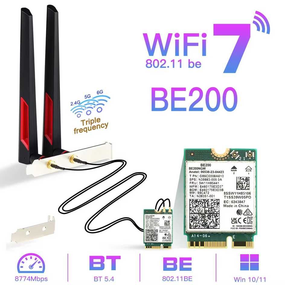 Wi-Fi 6E адаптер FENVI AXE3000 intel ax210 + Bluetooth и WiFi 7 BE200