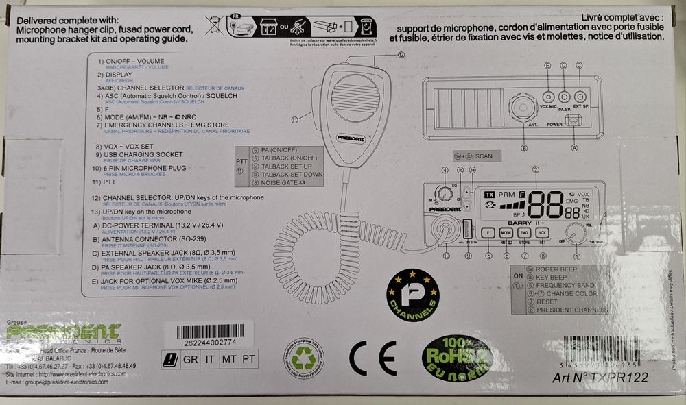 Nowe CB Radio President Barry II plus 12-24V