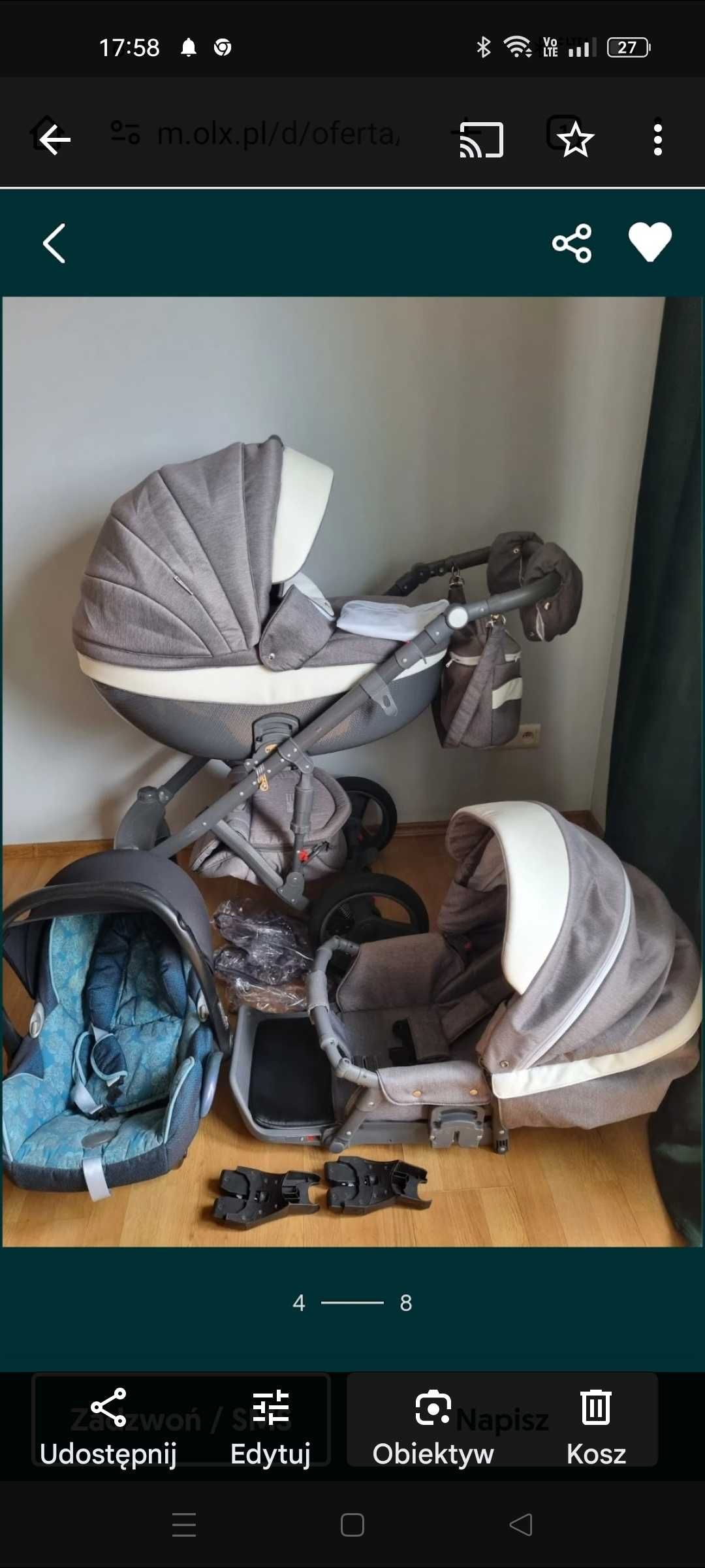 Sprzedam wózek 2 w 1 + fotelik samochodowy.