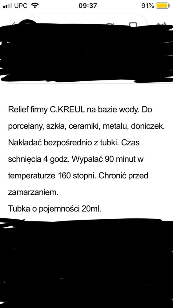 Konturówka do szkła i ceramiki złota i czarna. Cena podana za 1 sztukę